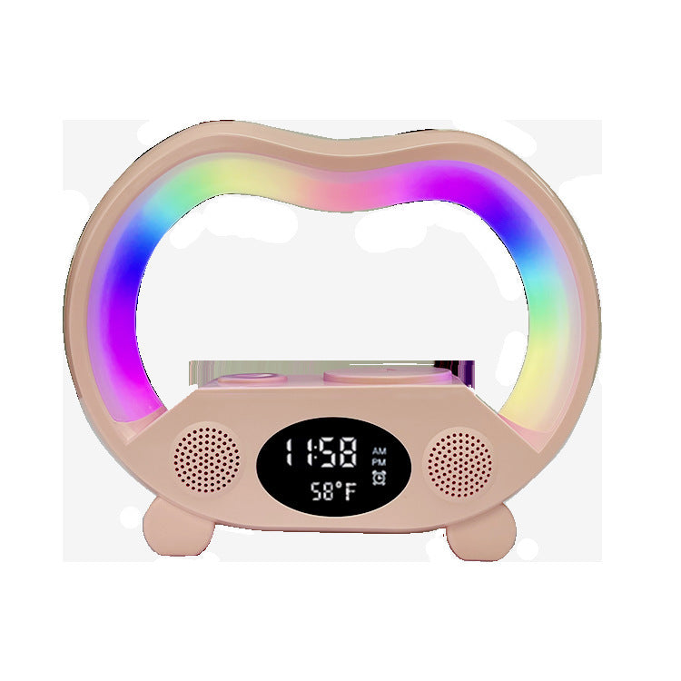 AuraGlow 6-in-1 Smart Station: Wireless Charger, Speaker & RGB Lamp