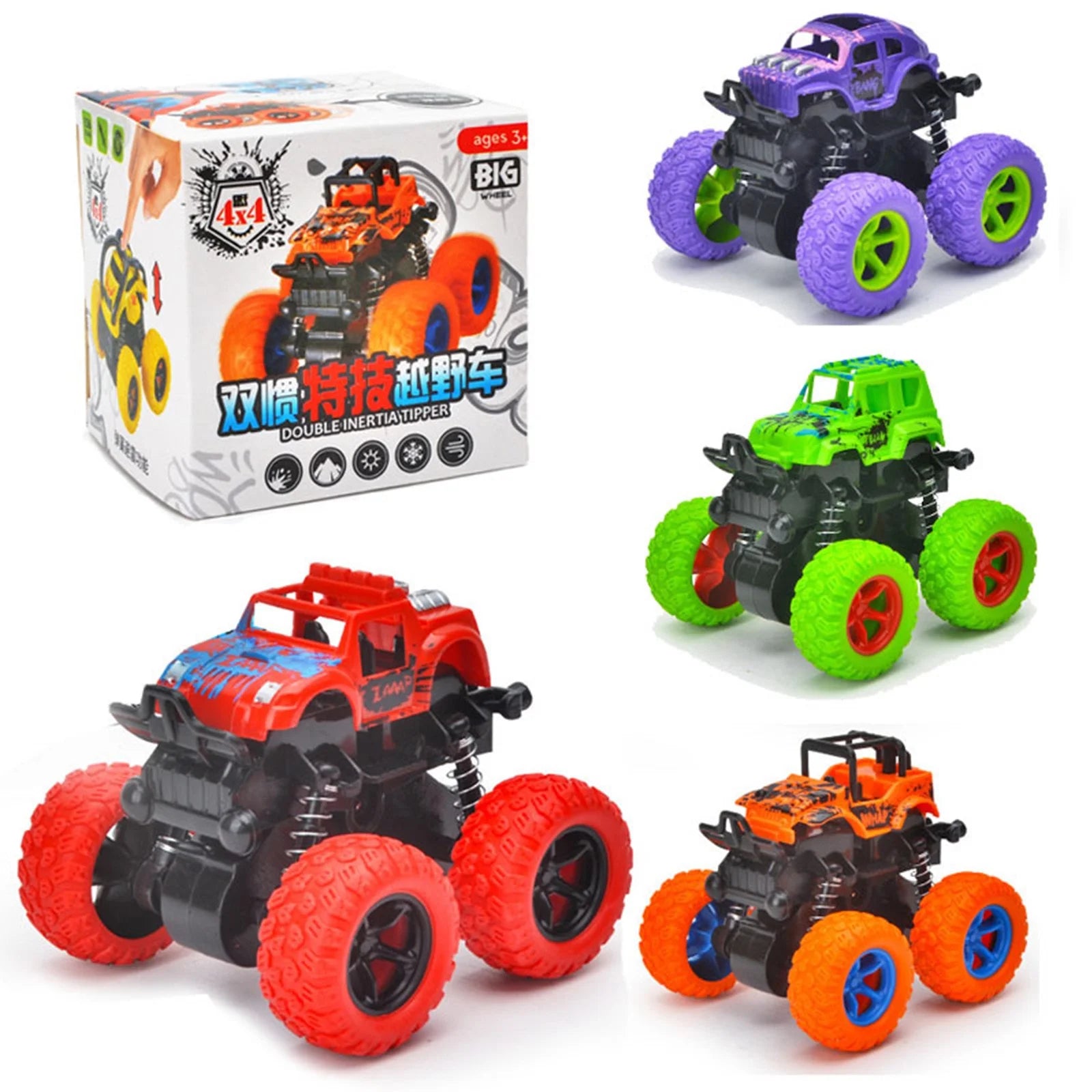 Monster Trucks Toys Pull Back Cars Toy for Toddler, Friction Powered Monster Truck ,Cars Birthday for Kids Boys and Girls