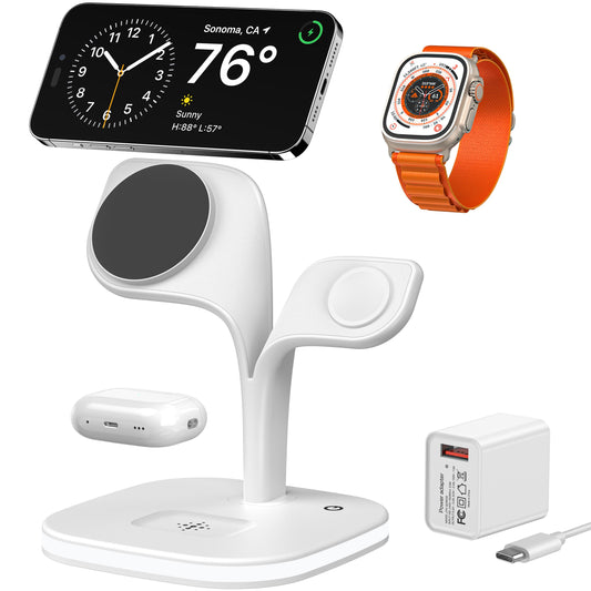Leaf 5-in-1 Magnetic Charging Station with Night Light for Apple Devices
