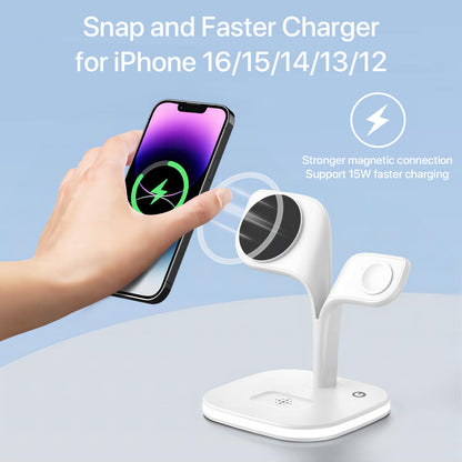 Leaf 5-in-1 Magnetic Charging Station with Night Light for Apple Devices