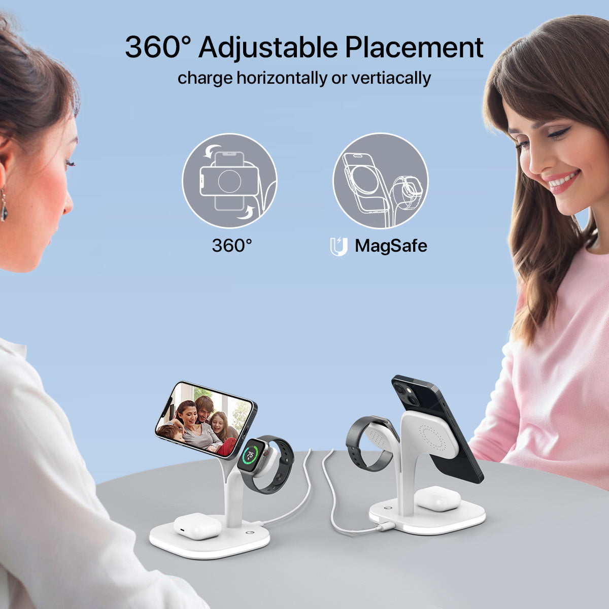 Leaf 5-in-1 Magnetic Charging Station with Night Light for Apple Devices