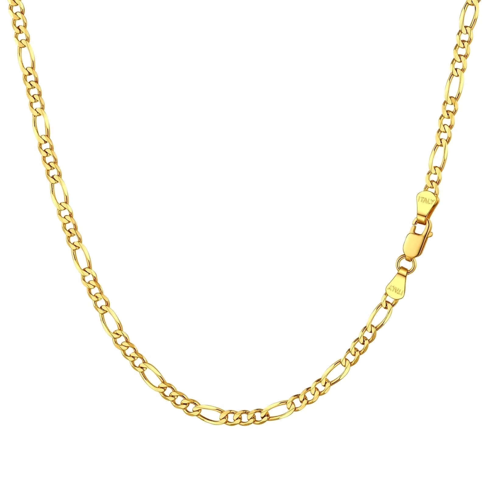 14K Gold Plated Italian 5MM Cut Figaro Necklace for Women Men, 925 Silver, Classic Style, Daily Wear, Valentine'S Day Birthday Party Gift (With Gift Box)