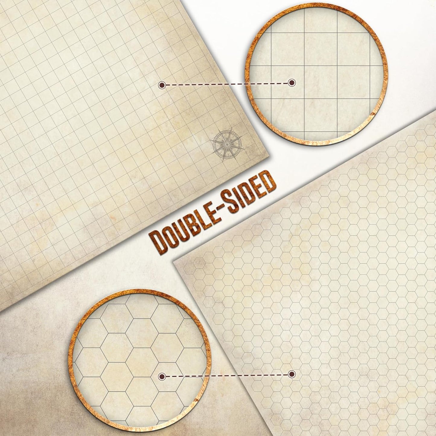 DND Map Starter Kit - 23” X 27" Double Sided, Wet/Dry Erase Battle Terrain Grid - Ultimate Tabletop Board Gaming Experience with Accessories