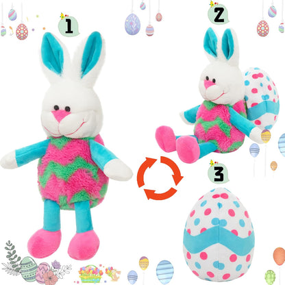 Eggs Filled with Stuffed Animal, 12" Reversible Rabbit Plush, Easter Bunny Toys for Girls Boys Kids Babies - Great Gifts/Decorations