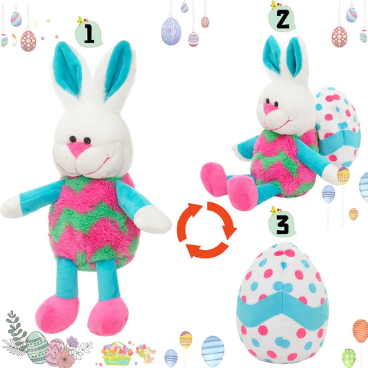 Eggs Filled with Stuffed Animal, 12" Reversible Rabbit Plush, Easter Bunny Toys for Girls Boys Kids Babies - Great Gifts/Decorations