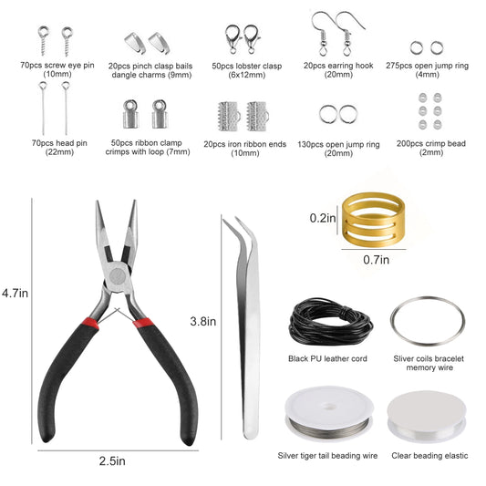 Jewelry Making Supplies Kit, Crafting Earring Ring Jewelry Making Repair Tools Kit