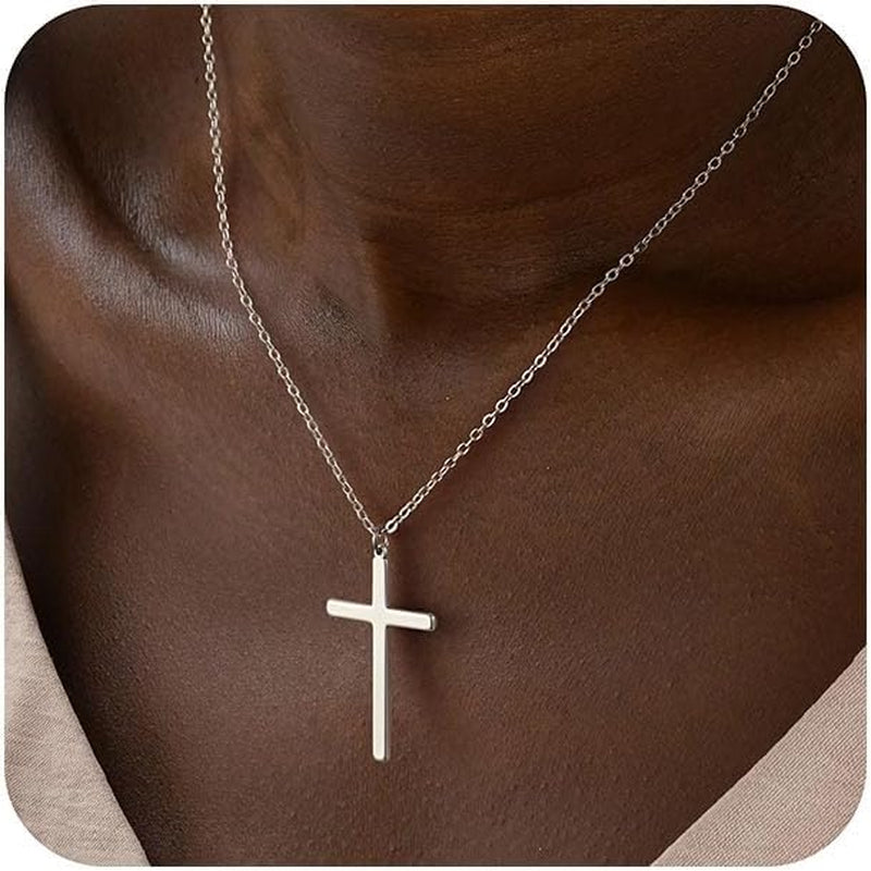 Cross Necklace for Women - Dainty Cute Bubble 3D Cross Pendant Necklace Sideways Cross Choker Layered 14K Real Gold Plated Cross Necklace Gifts for Women Girls