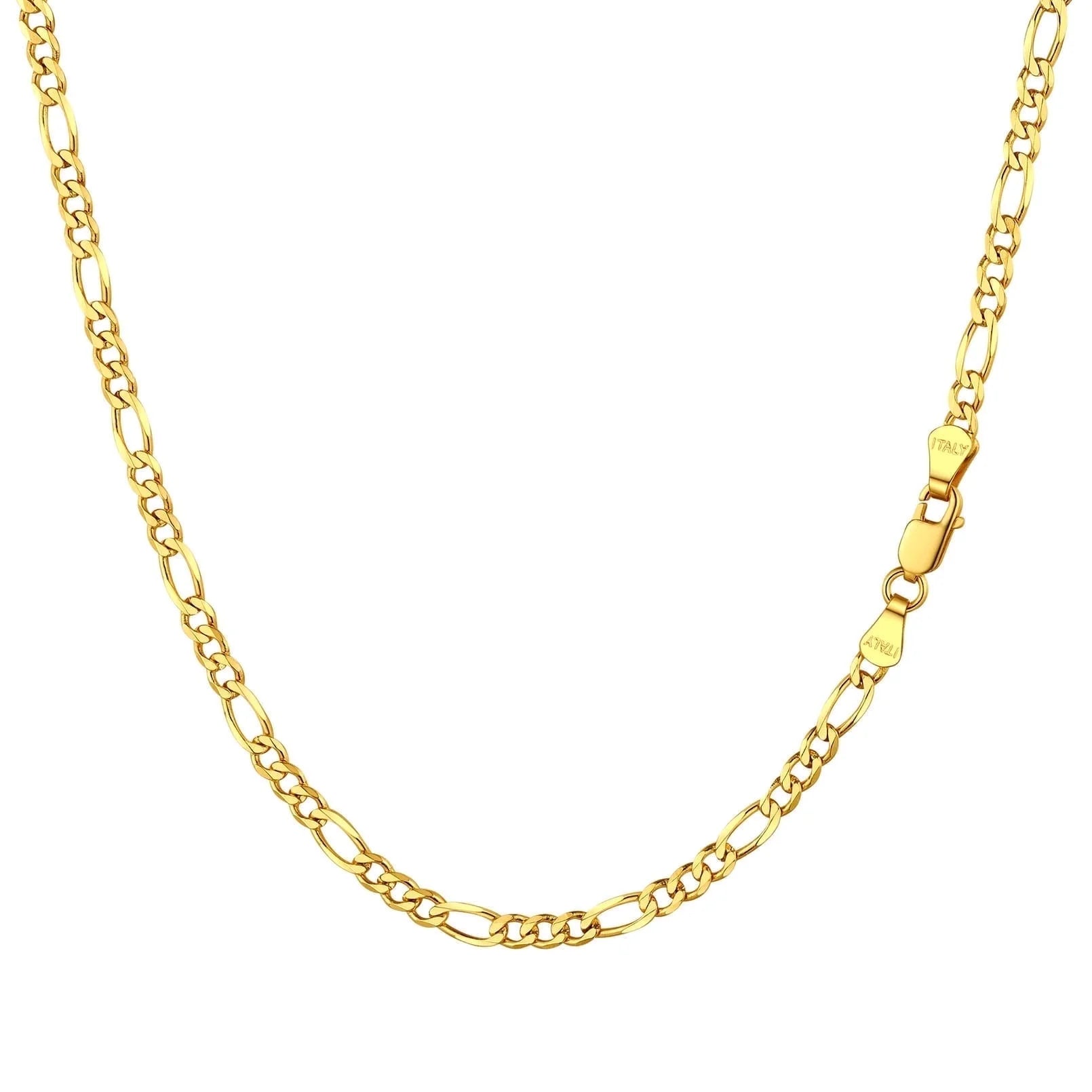 14K Gold Plated Italian 5MM Cut Figaro Necklace for Women Men, 925 Silver, Classic Style, Daily Wear, Valentine'S Day Birthday Party Gift (With Gift Box)