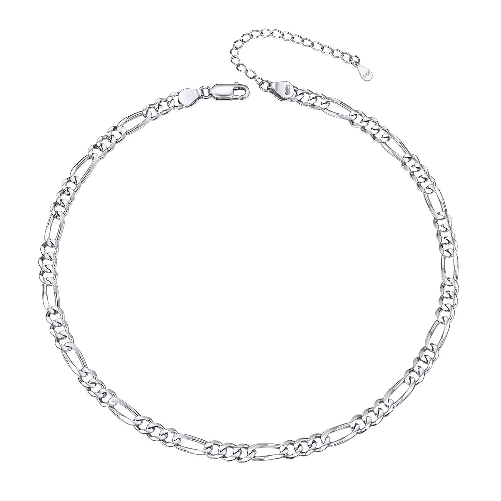 14K Gold Plated Italian 5MM Cut Figaro Necklace for Women Men, 925 Silver, Classic Style, Daily Wear, Valentine'S Day Birthday Party Gift (With Gift Box)