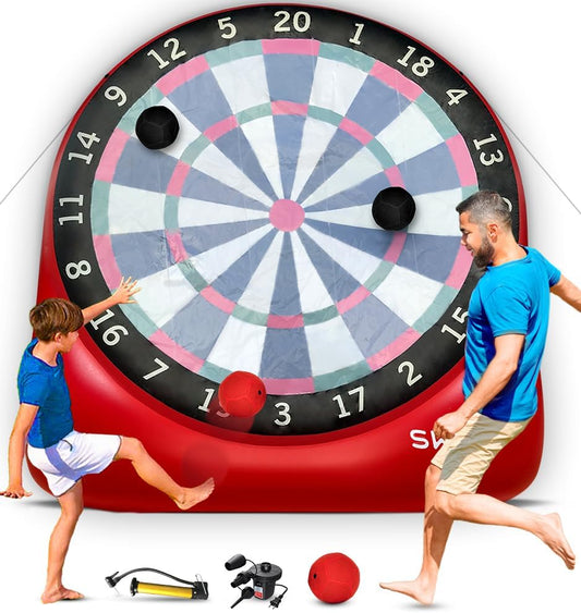Games - XL Giant Kick Darts (Over 8Ft Tall) with 15+ Games Included - Jumbo Soccer Darts W/Air Pump - Big Inflatable Games - Carnival Games - Giant Outdoor Games & Activities - Giant Yard Games