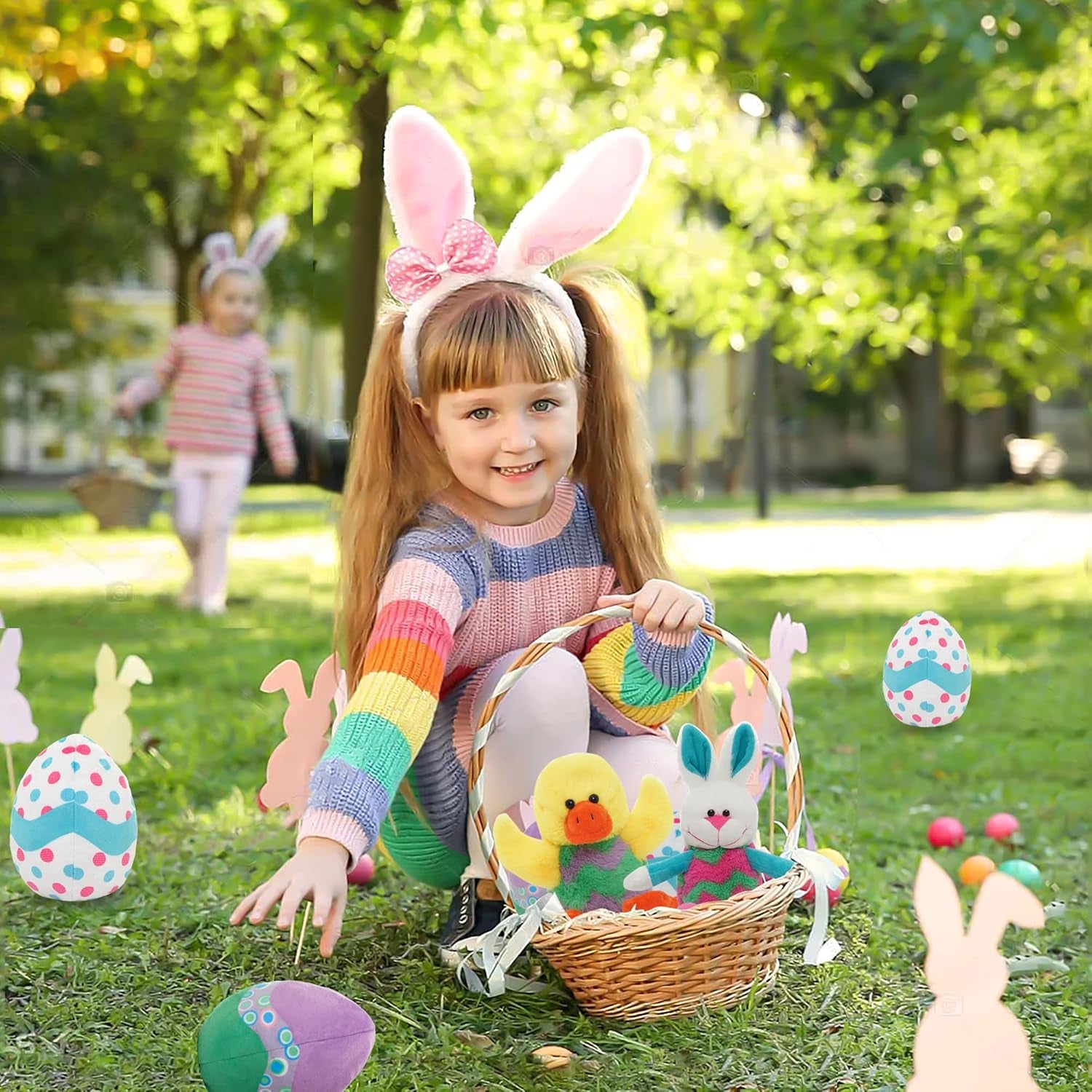Eggs Filled with Stuffed Animal, 12" Reversible Rabbit Plush, Easter Bunny Toys for Girls Boys Kids Babies - Great Gifts/Decorations