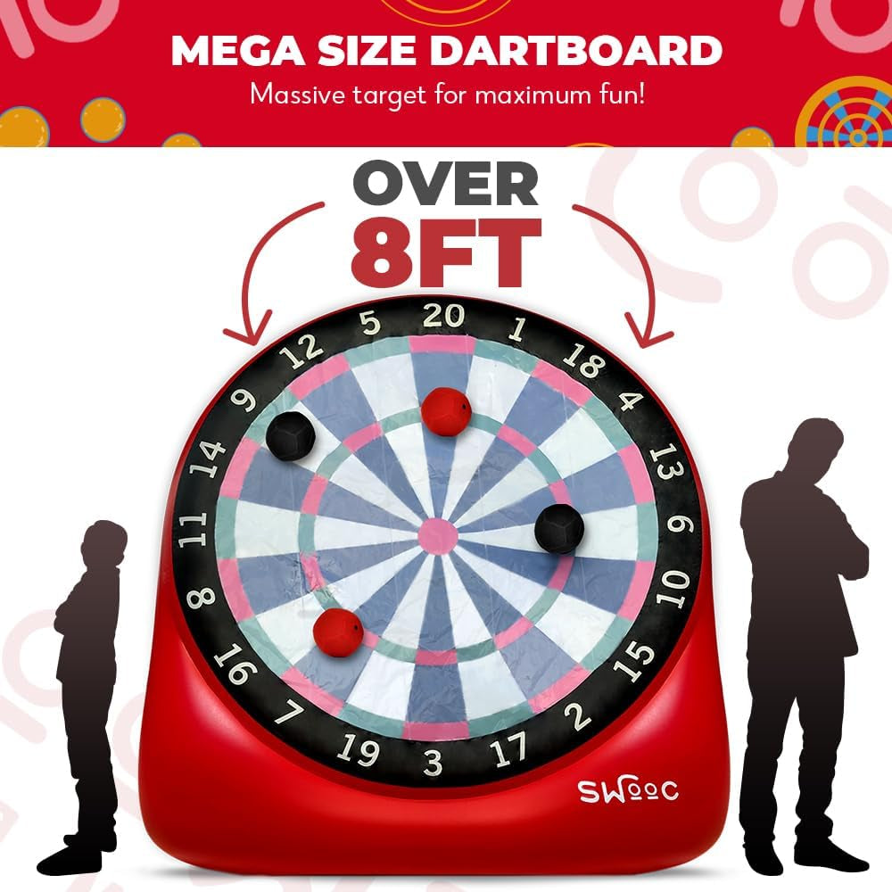 Games - XL Giant Kick Darts (Over 8Ft Tall) with 15+ Games Included - Jumbo Soccer Darts W/Air Pump - Big Inflatable Games - Carnival Games - Giant Outdoor Games & Activities - Giant Yard Games