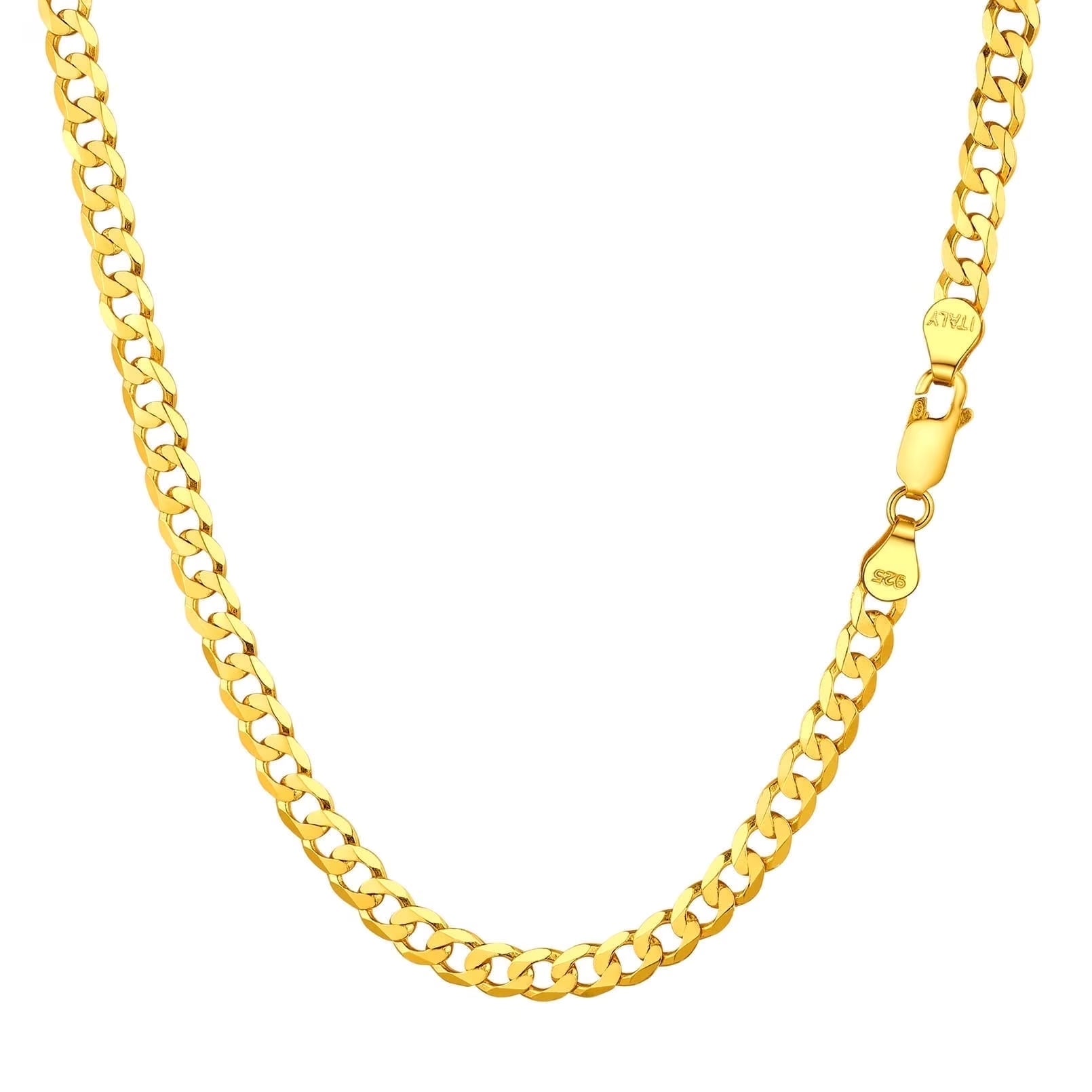 14K Gold Plated Italian 5MM Cut Figaro Necklace for Women Men, 925 Silver, Classic Style, Daily Wear, Valentine'S Day Birthday Party Gift (With Gift Box)
