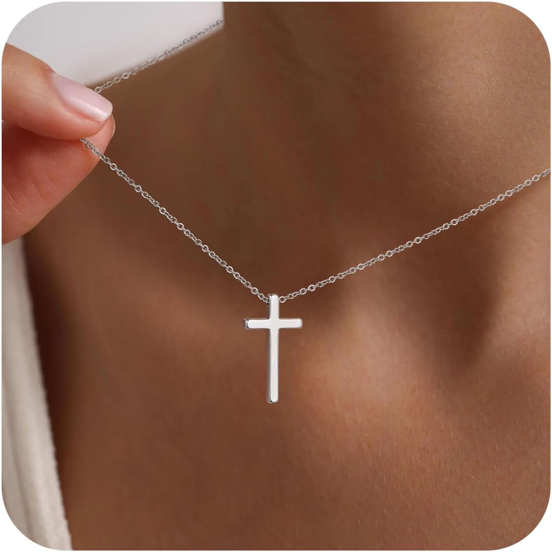 Cross Necklace for Women - Dainty Cute Bubble 3D Cross Pendant Necklace Sideways Cross Choker Layered 14K Real Gold Plated Cross Necklace Gifts for Women Girls