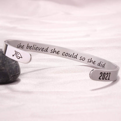 Inspirational Cuff Bracelet Bangle for Women Teen Girls - Birthday Jewelry Quotes - Friend Gift for Her Mom